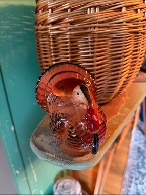Vintage Ceramic Turkey Thanksgiving Planter Pilgrim  Holiday Figurine MCM 1950